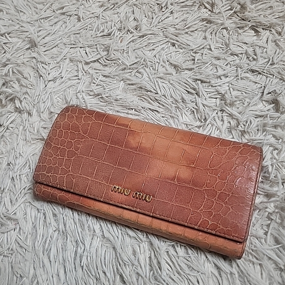 Miu Miu Wallet Long Wallet Leather Crocodile Womens - Used Flawed - Picture 5 of 13